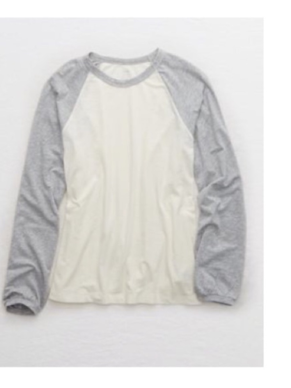 Aerie Real Soft Gray and white baseball long sleeve tshirt